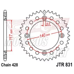 Lánckerék hátsó JT 831