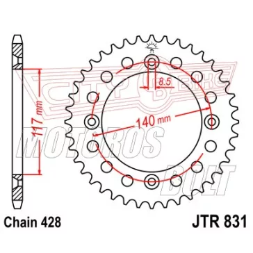 Lánckerék hátsó JT 831