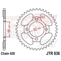 Lánckerék hátsó JT 836
