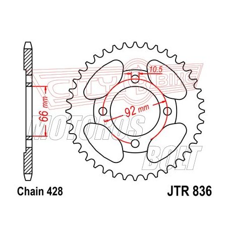 Lánckerék hátsó JT 836