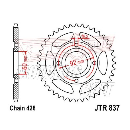 Lánckerék hátsó JT 837