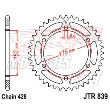 Lánckerék hátsó JT 839