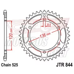 Lánckerék hátsó JT 844