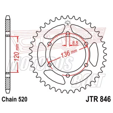 Lánckerék hátsó JT 846
