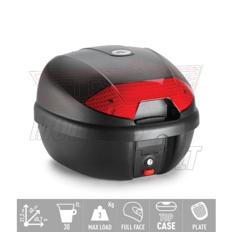 Csomagtartó doboz Kappa K30N fekete - piros prizma MonoLOCK