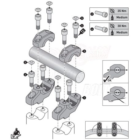 Kormánykiemelő 22mm kormányhoz +30mm fel, +21mm hátra Fekete