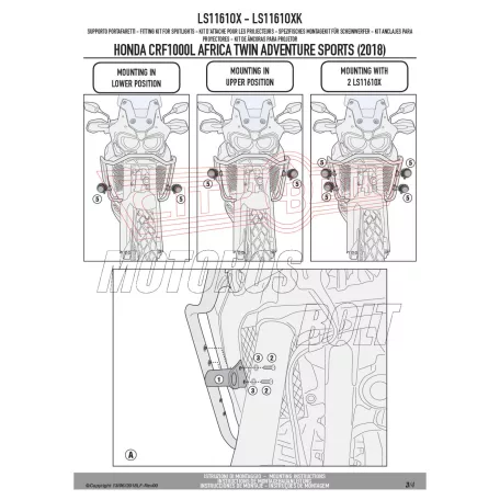 Lámpatartó kiegészítő lámpákhoz HONDA CRF1000L Africa Twin Adventure Sports (2018-2019) GIVI