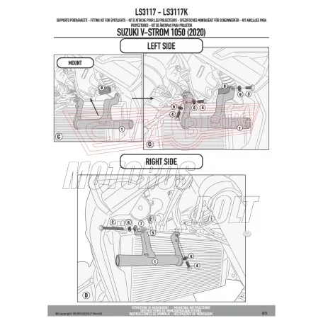 Kiegészító lámpa tartó SUZUKI V-Strom 1050 (2020-2024) / V-Strom 1050 XT (2020-2024) GIVI