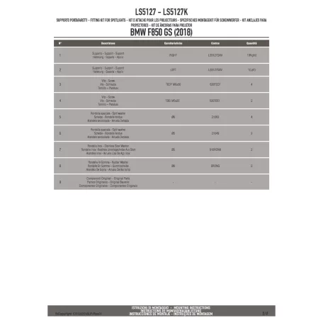 Kiegészító lámpa tartó BMW F 750 GS (2018-2020) / BMW F 750 GS (2021-2023) / BMW F 850 GS (2018-2020) / BMW F 850 GS (2021-2023) GIVI