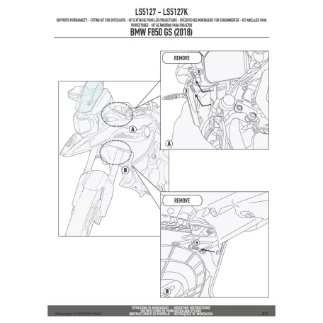 Kiegészító lámpa tartó BMW F 750 GS (2018-2020) / BMW F 750 GS (2021-2023) / BMW F 850 GS (2018-2020) / BMW F 850 GS (2021-2023) GIVI