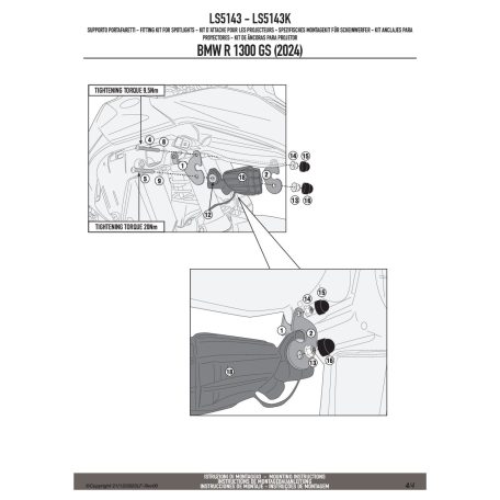 Kiegészítő lámpa tartó BMW R 1300 GS (2024-2025) GIVI