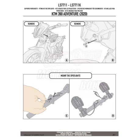 Lámpatartó kiegészítő lámpákhoz KTM 390 ADVENTURE (20 > 24) GIVI