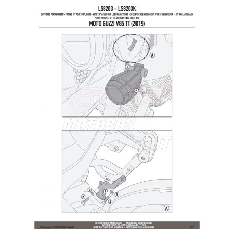 Lámpatartó kiegészítő lámpákhoz MOTO GUZZI V85 TT (19 > 23) GIVI