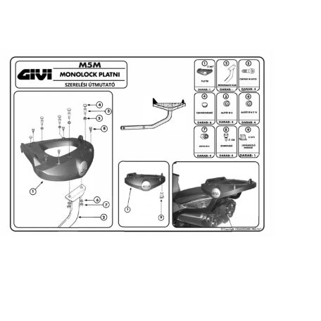 Doboztartó platni MonoLOCK dobozhoz és  _ _ _FZ karhoz (Givi M5M)