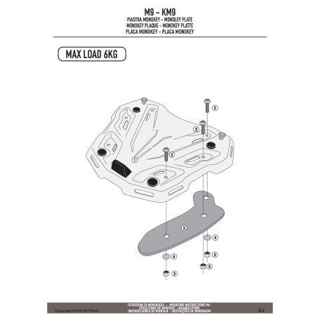 Doboztartó platni MonoKEY dobozhoz, és _ _ _FZ és _ _ _SR karhoz TREKKER dobozhoz (Givi M9B alumínium)