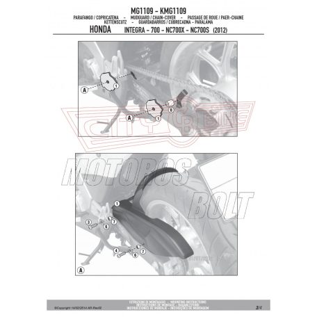 Sárvédő hátsó kerékhez Honda NC 700 S (2012-2013) / NC 750 S / NC 750 S DCT (2014-2015) / NC 700 X (2012-2013) / NC 750 X / NC 750 X DCT (2014-2015) / Integra 700 (2012-2013) / Honda NC 750 S GIVI