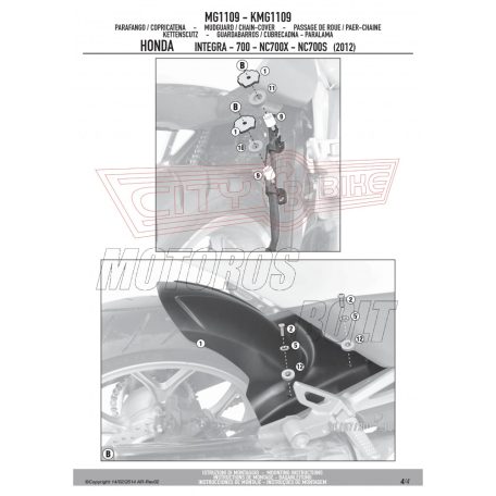 Sárvédő hátsó kerékhez Honda NC 700 S (2012-2013) / NC 750 S / NC 750 S DCT (2014-2015) / NC 700 X (2012-2013) / NC 750 X / NC 750 X DCT (2014-2015) / Integra 700 (2012-2013) / Honda NC 750 S GIVI