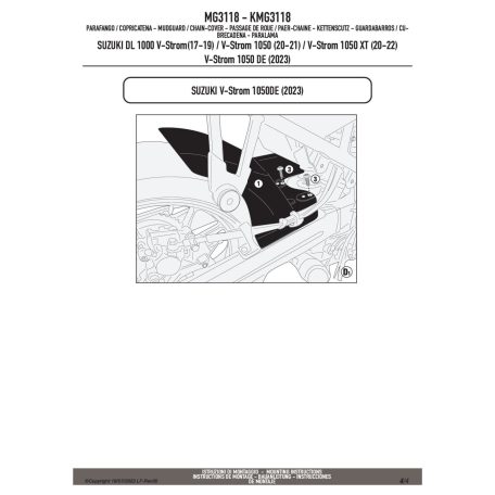 Sárvédő hátsó kerékhez MG3118 SUZUKI DL 1000 V-Strom (2017-2019), SUZUKI V-Strom 1050 DE (2023-2025) GIVI