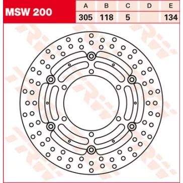 TRW féktárcsa MSW200 sima kerülettel