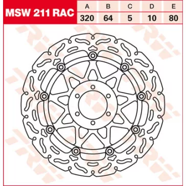 TRW féktárcsa MSW211RAC hullámos kerülettel