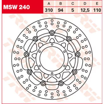 TRW féktárcsa MSW240 sima kerülettel