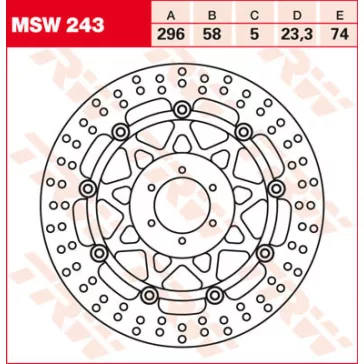 TRW féktárcsa MSW243 sima kerülettel