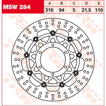 TRW féktárcsa MSW284 sima kerülettel