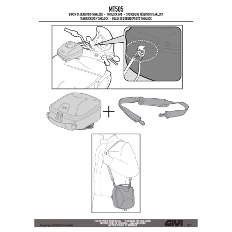 GIVI MT505 5L Bővíthető Thermoformált Tanklock Motoros Tanktáska