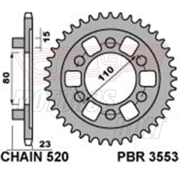 Lánckerék hátsó PBR 3553 38 fogszám APRILIA AF1 125