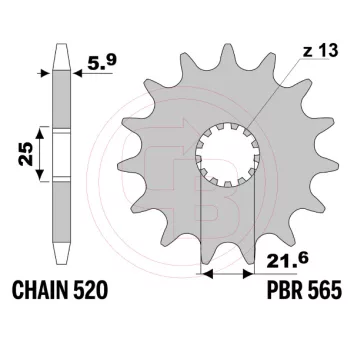   Lánckerék első PBR 565 15 fogszám Aprilia RS 250 / Yamaha / Kawasaki