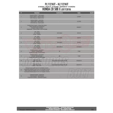   Kiegészítő szett oldaldoboz tartóhoz Honda CB 500 X (2013-2018) GIVI