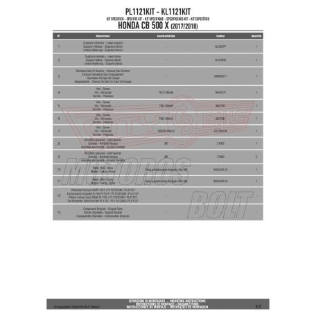 Kiegészítő szett oldaldoboz tartóhoz Honda CB 500 X (2013-2018) GIVI