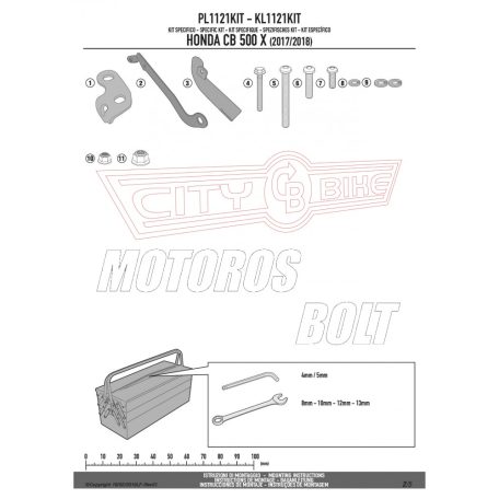 Kiegészítő szett oldaldoboz tartóhoz Honda CB 500 X (2013-2018) GIVI