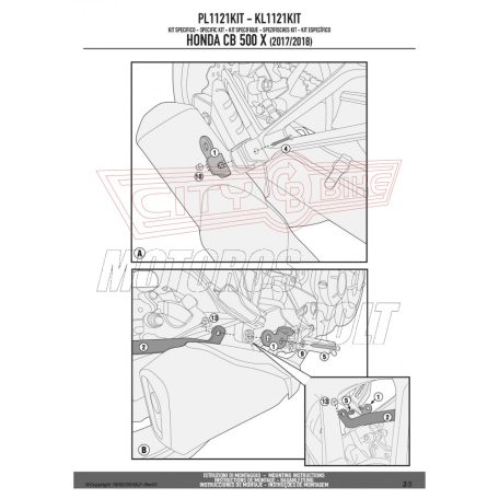 Kiegészítő szett oldaldoboz tartóhoz Honda CB 500 X (2013-2018) GIVI