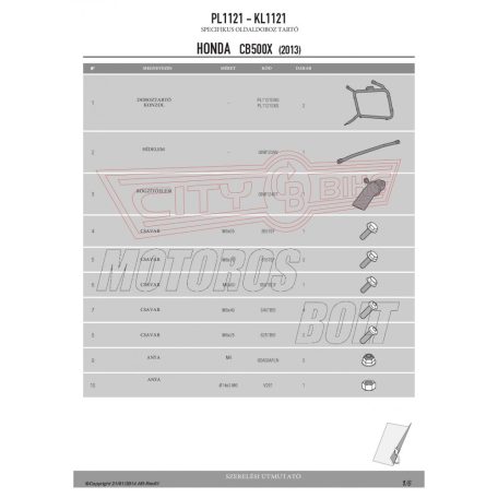 Oldaldoboz tartó cső HONDA CB 500 X (13-18) GIVI