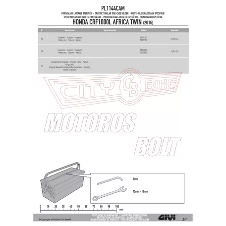Oldaldoboz tartó cső Honda CRF 1000 L Africa Twin (2016-2017) GIVI Trekker Outback dobozhoz