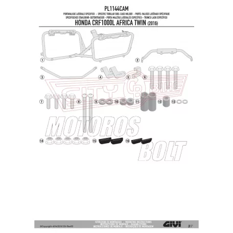 Oldaldoboz tartó cső Honda CRF 1000 L Africa Twin (2016-2017) GIVI Trekker Outback dobozhoz
