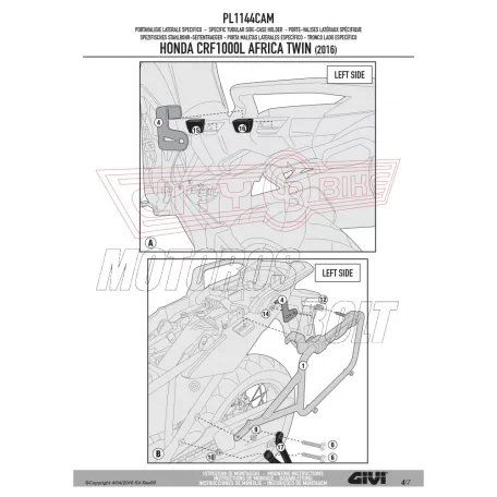 Oldaldoboz tartó cső Honda CRF 1000 L Africa Twin (2016-2017) GIVI Trekker Outback dobozhoz