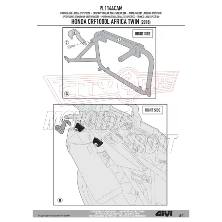 Oldaldoboz tartó cső Honda CRF 1000 L Africa Twin (2016-2017) GIVI Trekker Outback dobozhoz