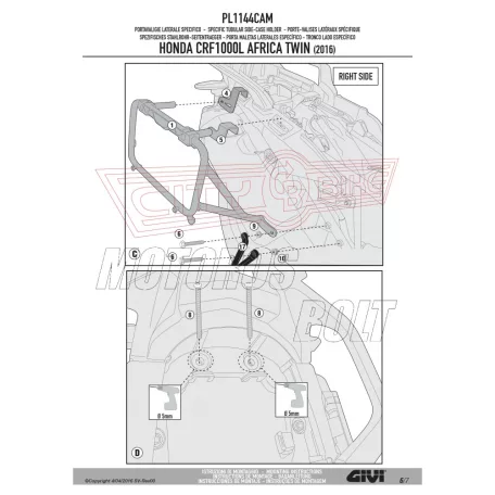 Oldaldoboz tartó cső Honda CRF 1000 L Africa Twin (2016-2017) GIVI Trekker Outback dobozhoz