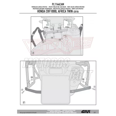 Oldaldoboz tartó cső Honda CRF 1000 L Africa Twin (2016-2017) GIVI Trekker Outback dobozhoz