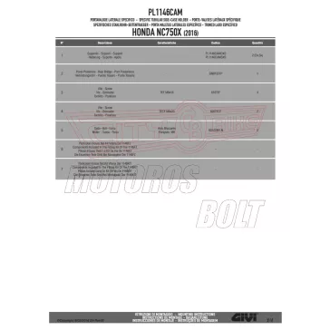   Oldaldoboz tartó cső Honda NC 750 S (2016-2018) / Honda NC 750 X (2016-2018) GIVI Trekker Outback dobozhoz