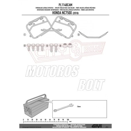 Oldaldoboz tartó cső Honda NC 750 S (2016-2018) / Honda NC 750 X (2016-2018) GIVI Trekker Outback dobozhoz