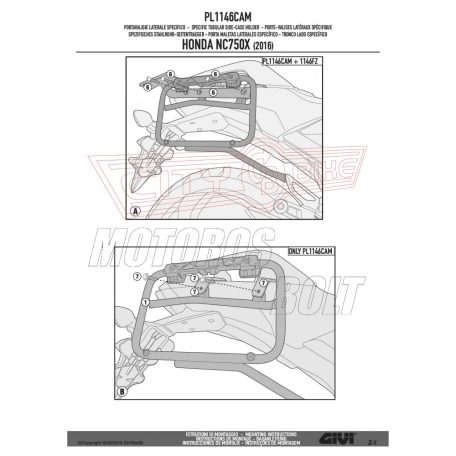 Oldaldoboz tartó cső Honda NC 750 S (2016-2018) / Honda NC 750 X (2016-2018) GIVI Trekker Outback dobozhoz