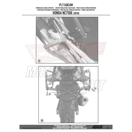 Oldaldoboz tartó cső Honda NC 750 S (2016-2018) / Honda NC 750 X (2016-2018) GIVI Trekker Outback dobozhoz
