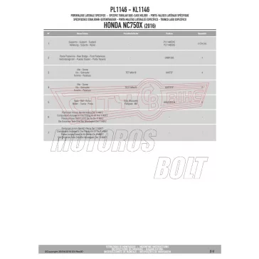   Oldaldoboz tartó cső Honda NC 750 S (2016-2018) / Honda NC 750 X (2016-2018) GIVI