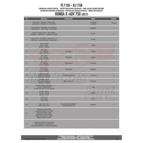 Oldaldoboz tartó cső Honda X-SDV 750 (2017-2020) GIVI