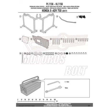 Oldaldoboz tartó cső Honda X-SDV 750 (2017-2020) GIVI