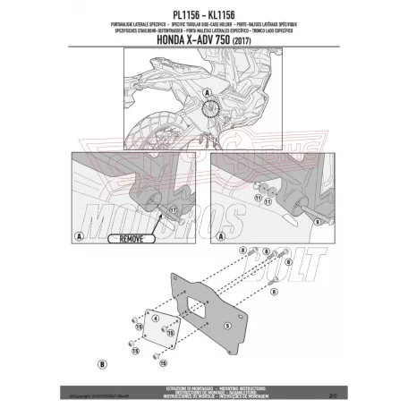 Oldaldoboz tartó cső Honda X-SDV 750 (2017-2020) GIVI