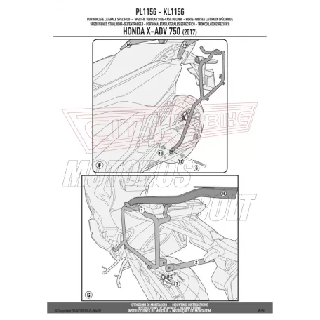 Oldaldoboz tartó cső Honda X-SDV 750 (2017-2020) GIVI